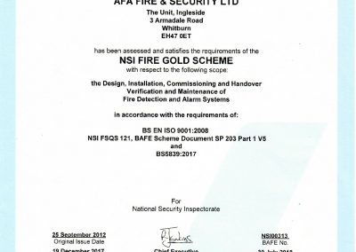 NSI FIRE Gold Certificate