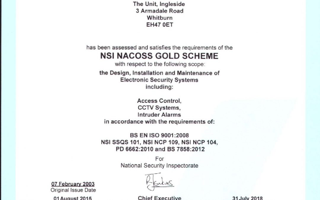 NSI NACOS Gold Certificate